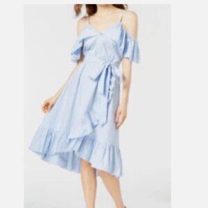Jill Stuart Light Blue Striped Wrap Dress